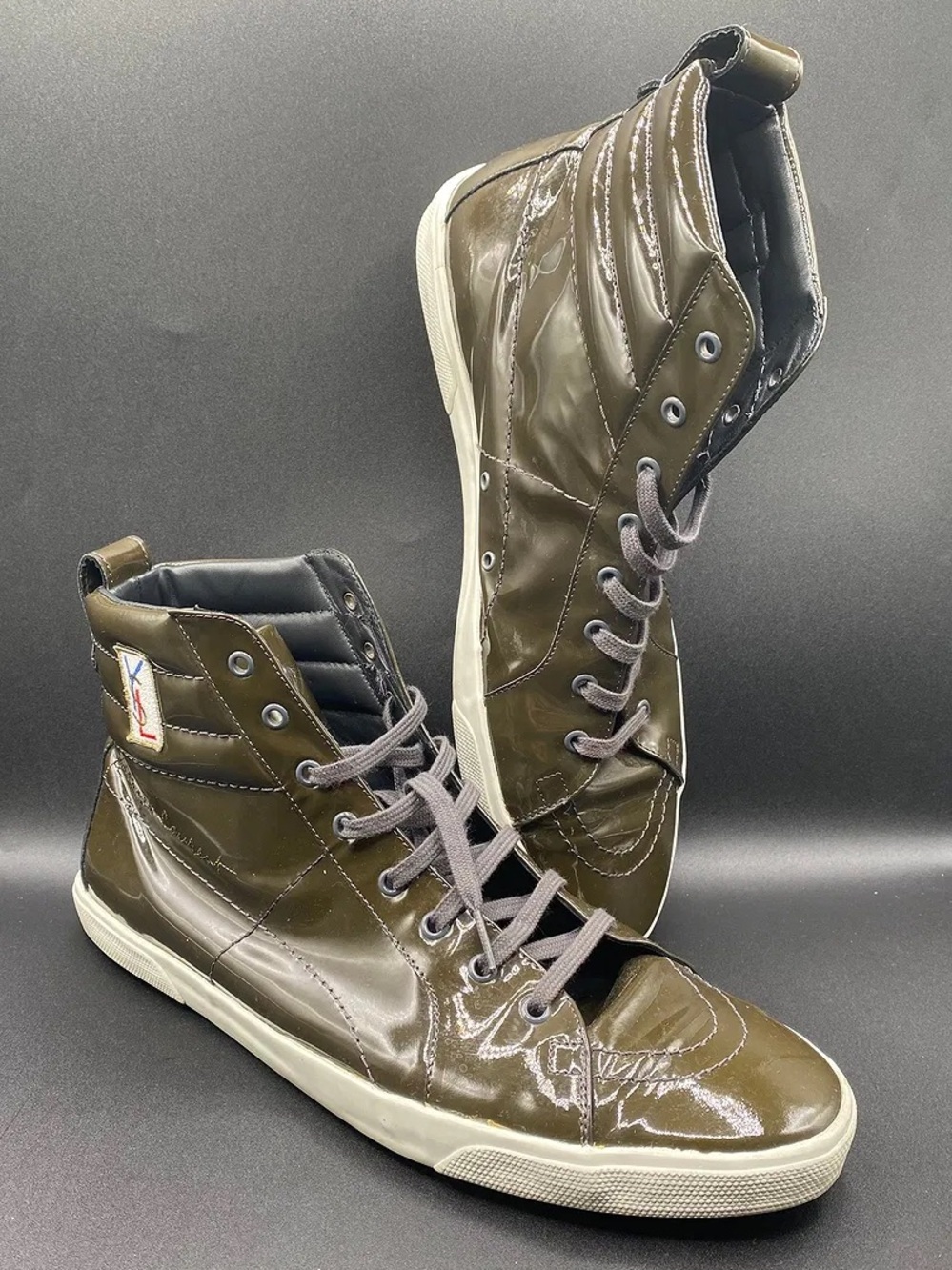Yves Saint Laurent Olive Patent High-Top Sneakers